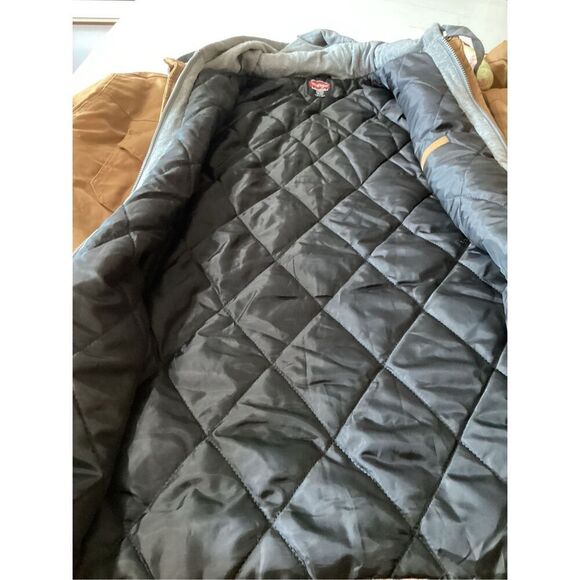 Wrangler Workwear Quilted Lined Work Shirt Jacket with Hood Sz 2XL - Picture 8 of 10